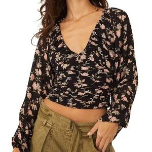 NWT Free People New Final Rose long sleeve blouse Sz M